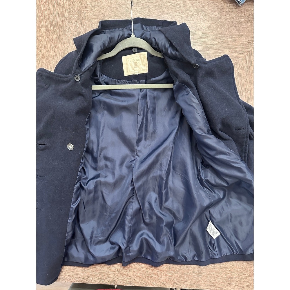 Ci Sono Womens Navy Blue Hooded Pea Coat Double Breasted Jacket CT6013 Size L - Picture 6 of 9